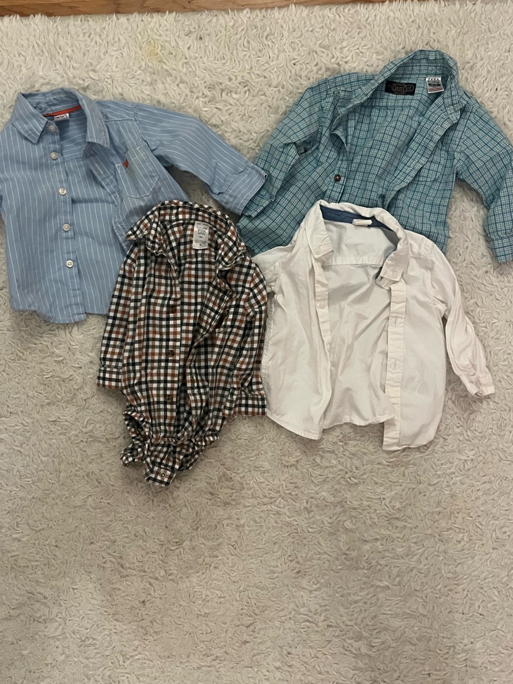Carter's White Button Down Shirt with Blue Trim